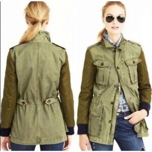 J. Crew green quilted boyfriend military fatigue utility jacket